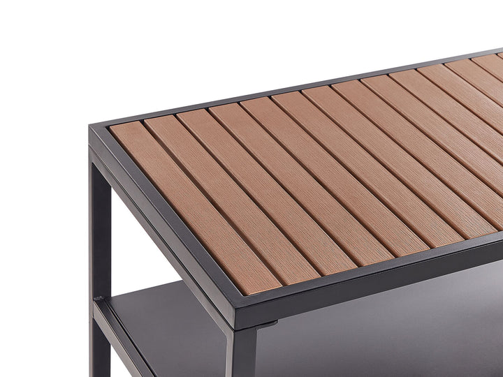 Avetrana Steel Outdoor Kitchen Island with Sink Black and Light Wood