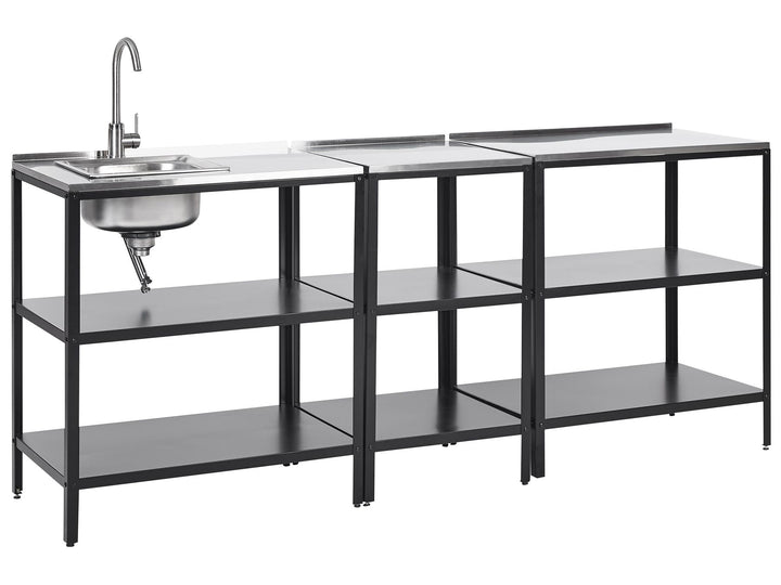 Vilama 3 Piece Outdoor Kitchen Island Set with Sink Black