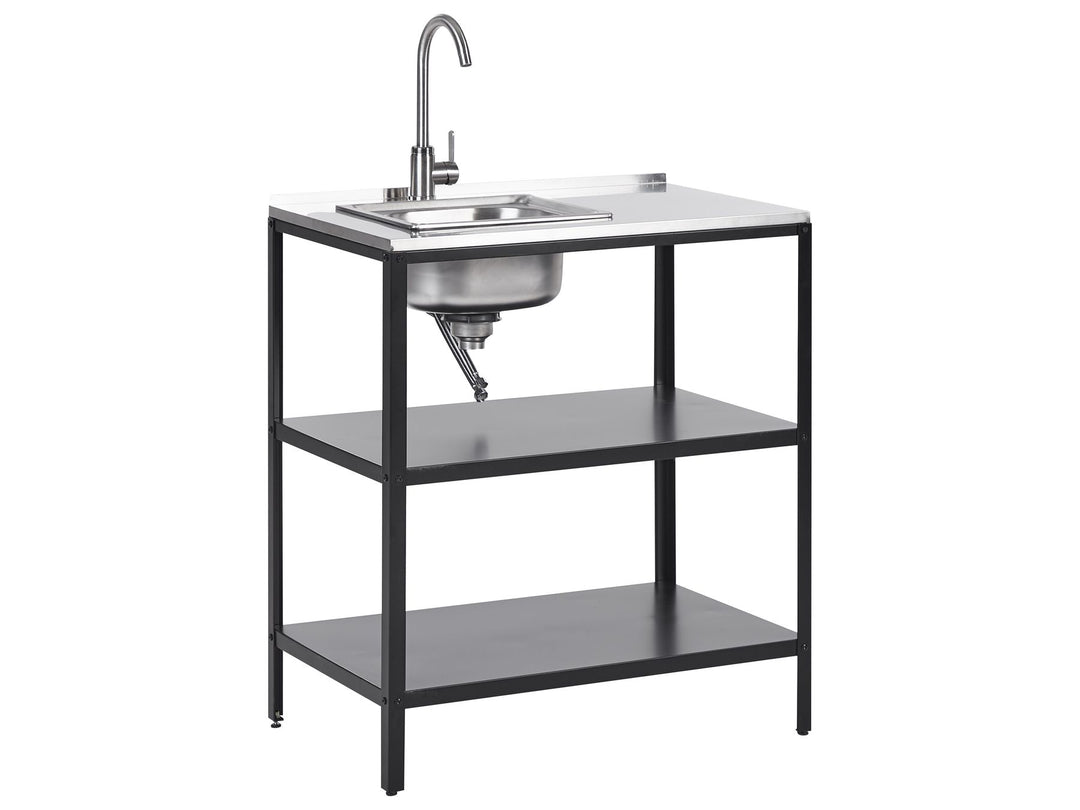 Vilama 3 Piece Outdoor Kitchen Island Set with Sink Black
