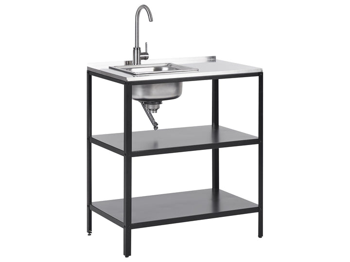 Vilama 3 Piece Outdoor Kitchen Island Set with Sink Black