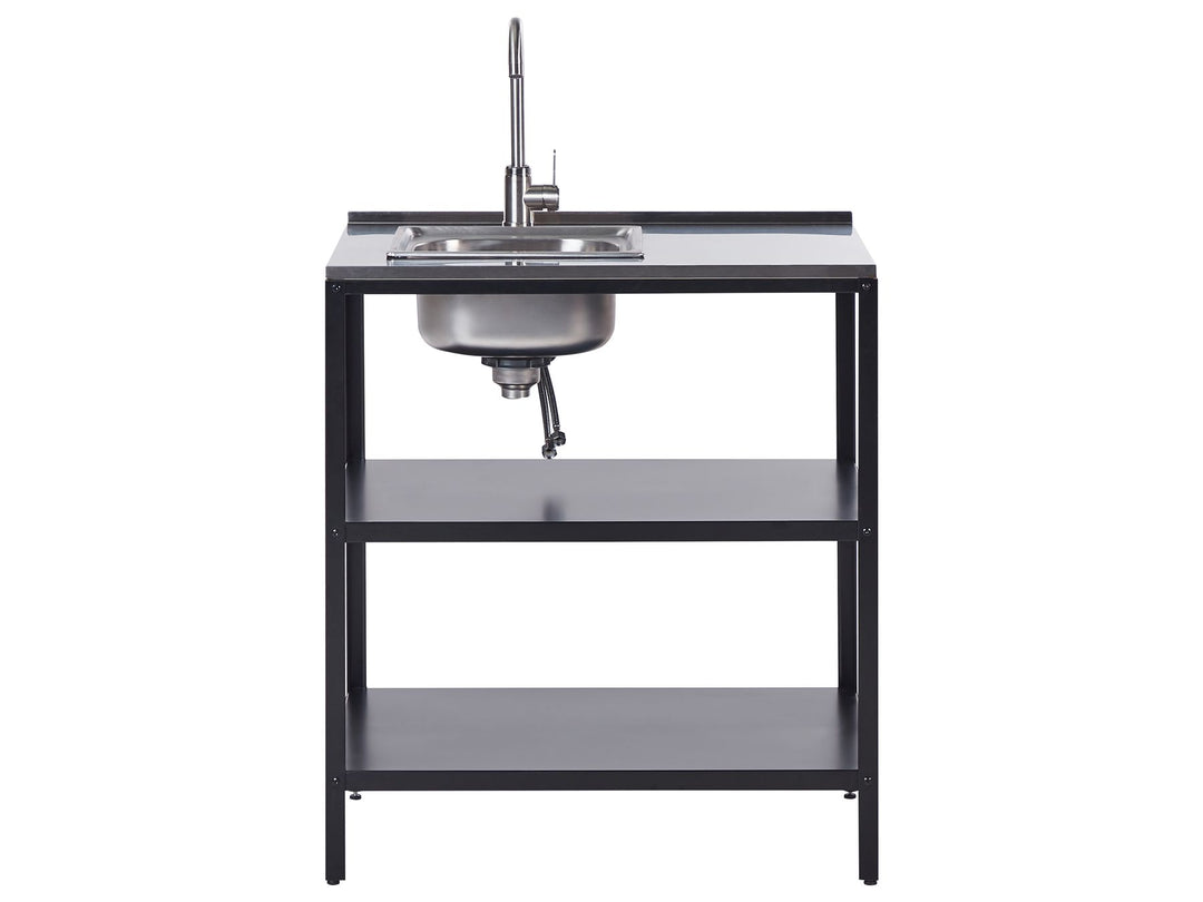 Vilama 3 Piece Outdoor Kitchen Island Set with Sink Black