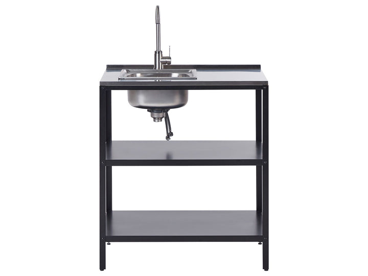 Vilama 3 Piece Outdoor Kitchen Island Set with Sink Black
