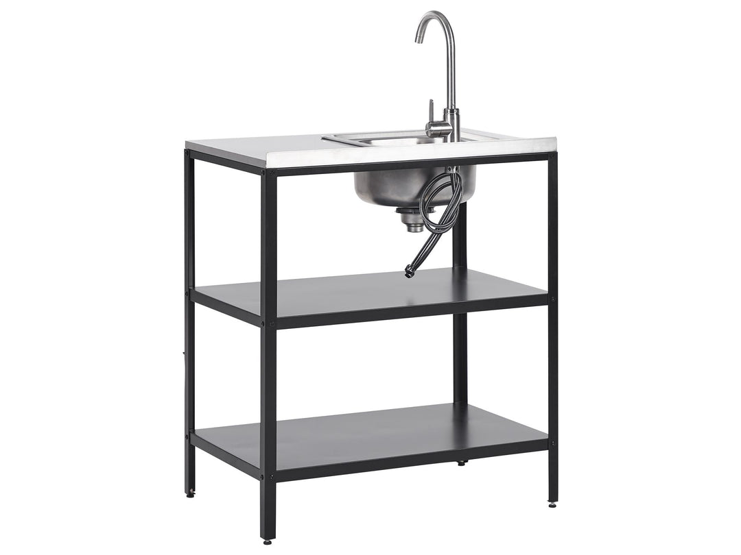 Vilama 3 Piece Outdoor Kitchen Island Set with Sink Black