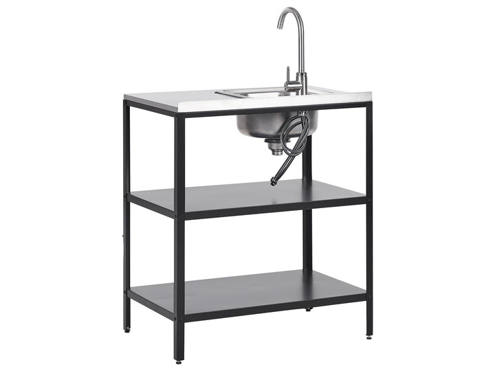 Vilama 3 Piece Outdoor Kitchen Island Set with Sink Black