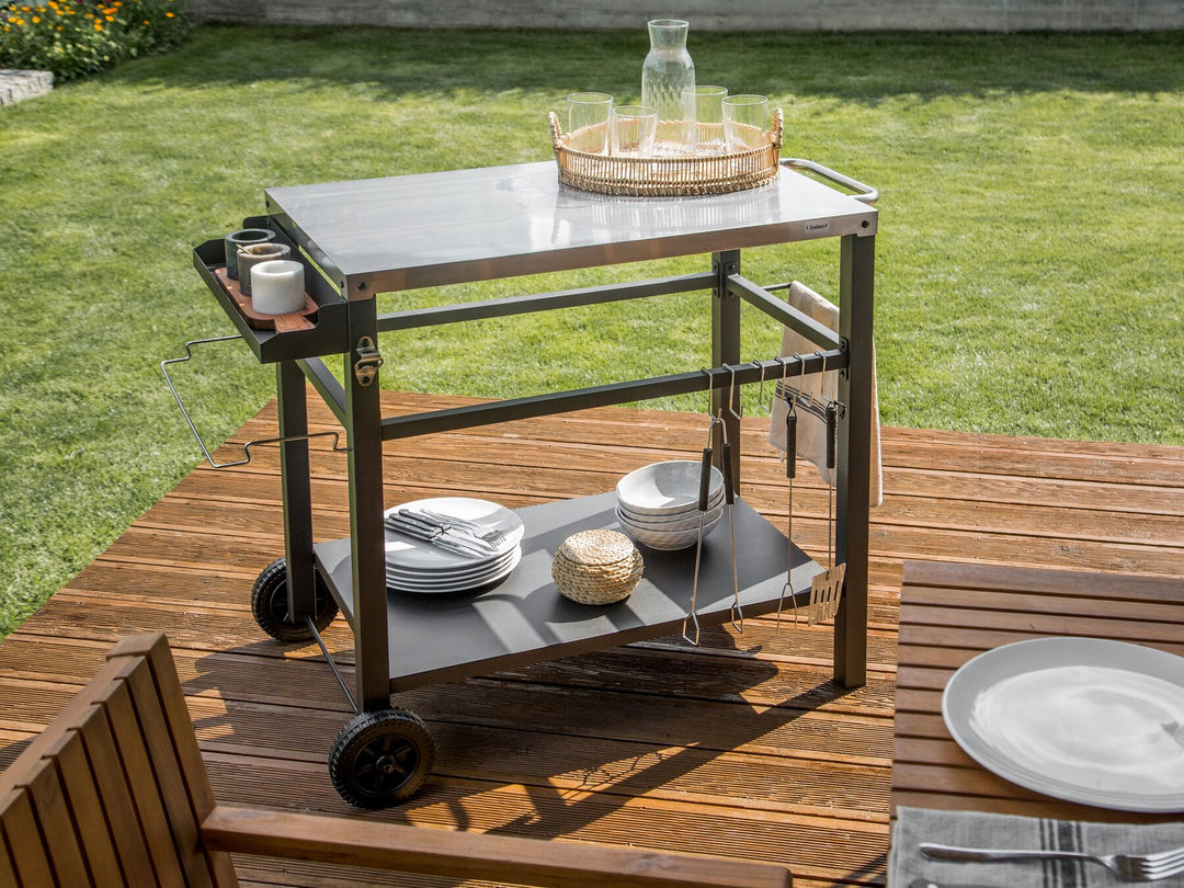 Spiazzi Metal Garden Serving Trolley Black