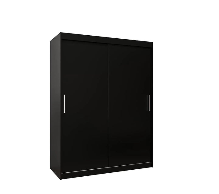 Tokyo Contemporary 2 Sliding Door Wardrobe 5 Shelves 2 Rails Black Matt