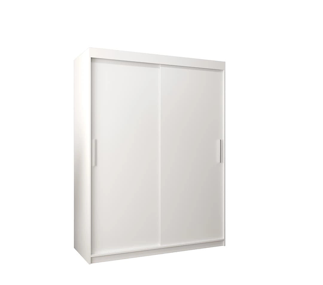 Tokyo Contemporary 2 Sliding Door Wardrobe 5 Shelves 2 Rails White Matt