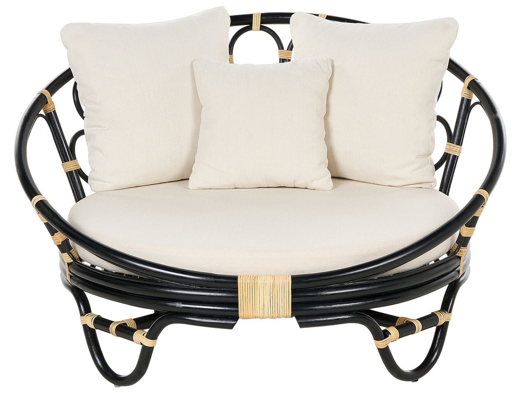 Rossano Set of 2 Garden Daybeds Rattan Black