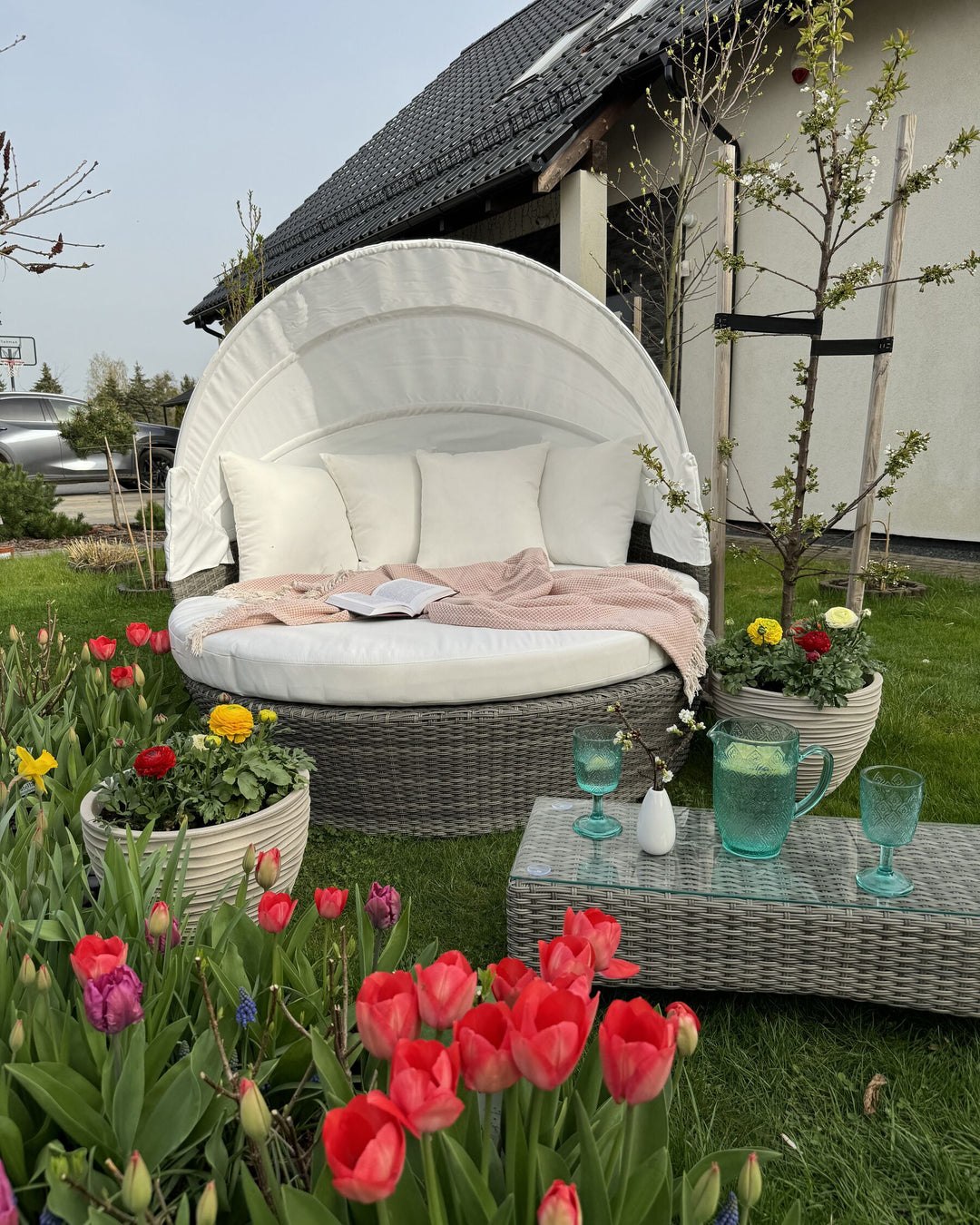 Sylt Lux Pe Garden Daybed Rattan Grey