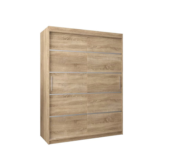 Verona 01 Contemporary 2 Sliding Door Wardrobe 5 Shelves 2 Rails Oak Sonoma Effect