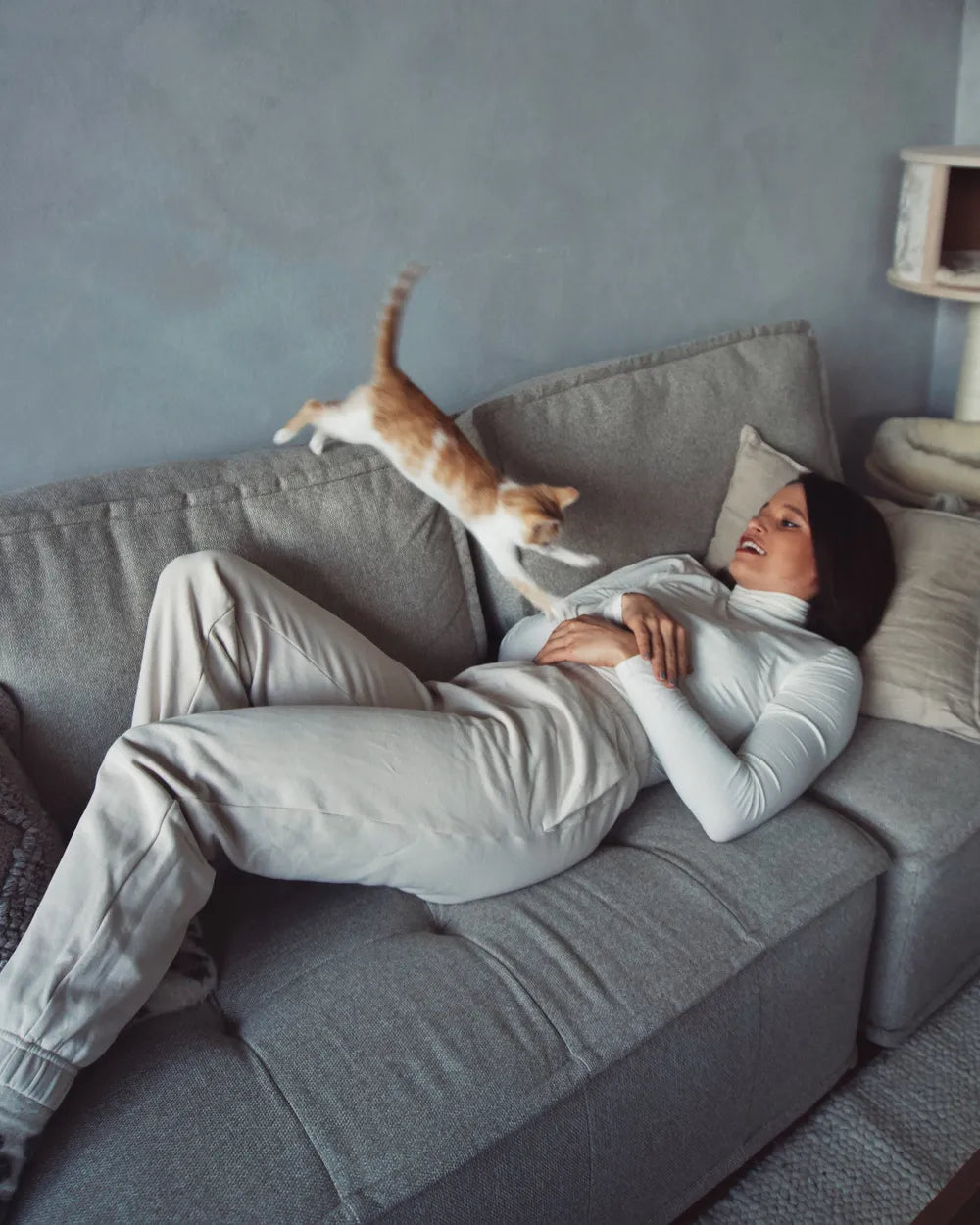 Modular Corner Sofa 4 Seater Fabric Grey Right Hand Oxford