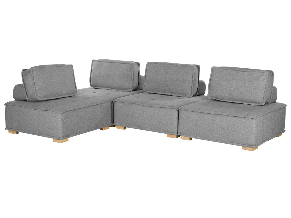 Modular Corner Sofa 4 Seater Fabric Grey Right Hand Oxford