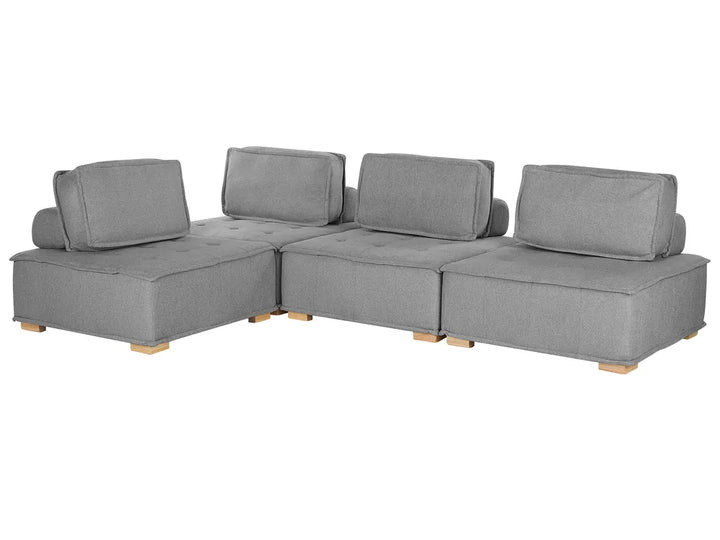 Modular Corner Sofa 4 Seater Fabric Grey Right Hand Oxford
