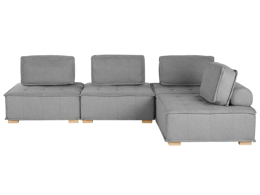 Modular Corner Sofa 4 Seater Fabric Grey Right Hand Oxford