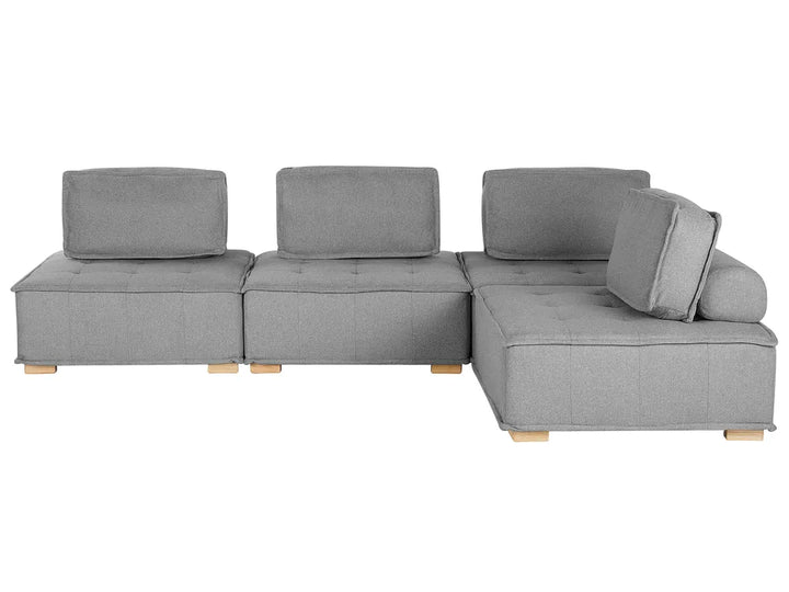 Modular Corner Sofa 4 Seater Fabric Grey Right Hand Oxford