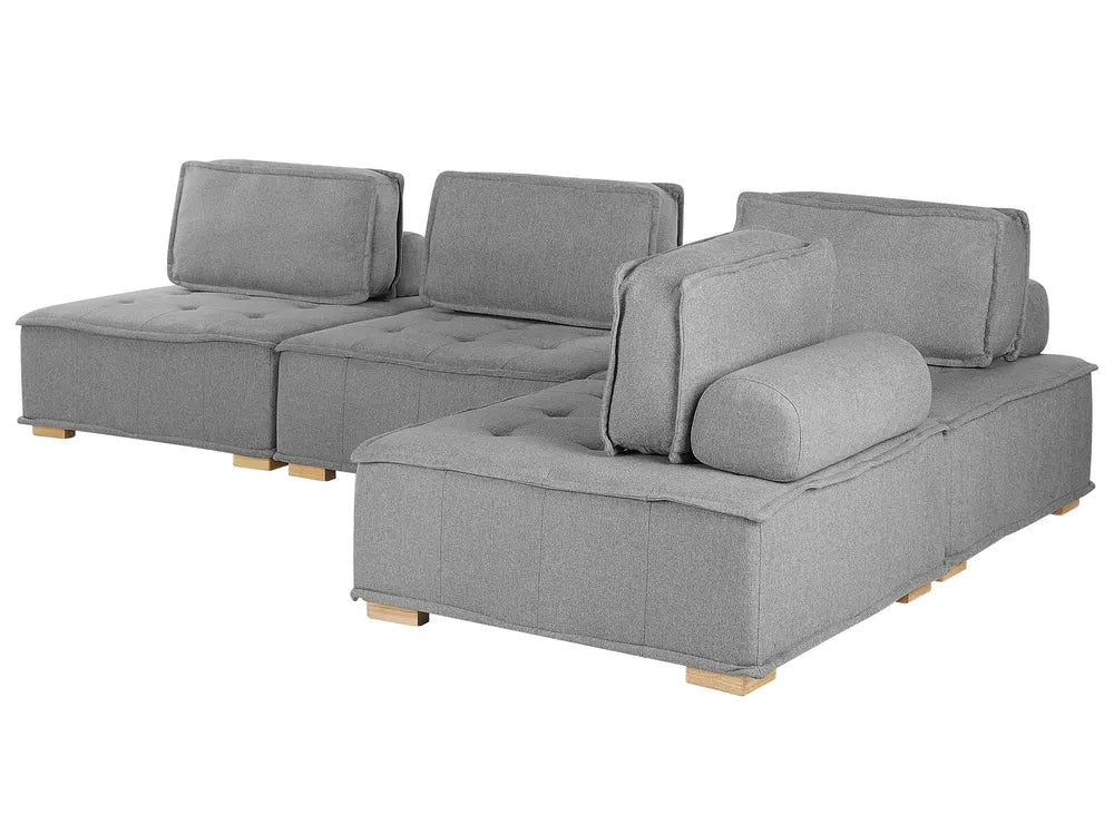 Modular Corner Sofa 4 Seater Fabric Grey Right Hand Oxford