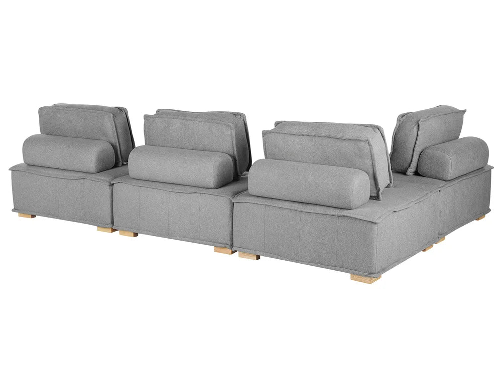Modular Corner Sofa 4 Seater Fabric Grey Right Hand Oxford