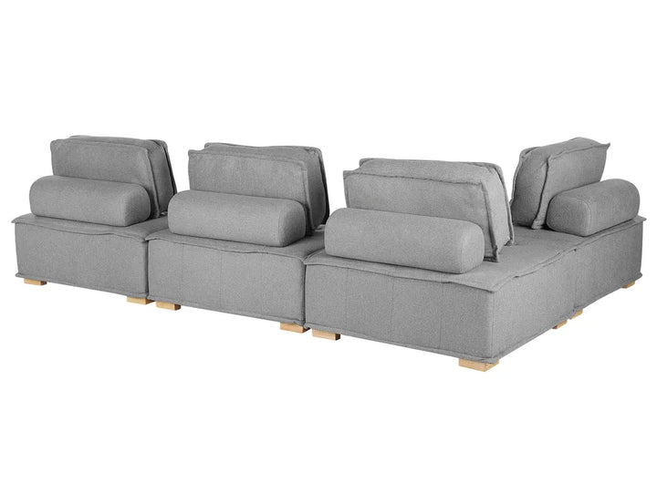 Modular Corner Sofa 4 Seater Fabric Grey Right Hand Oxford