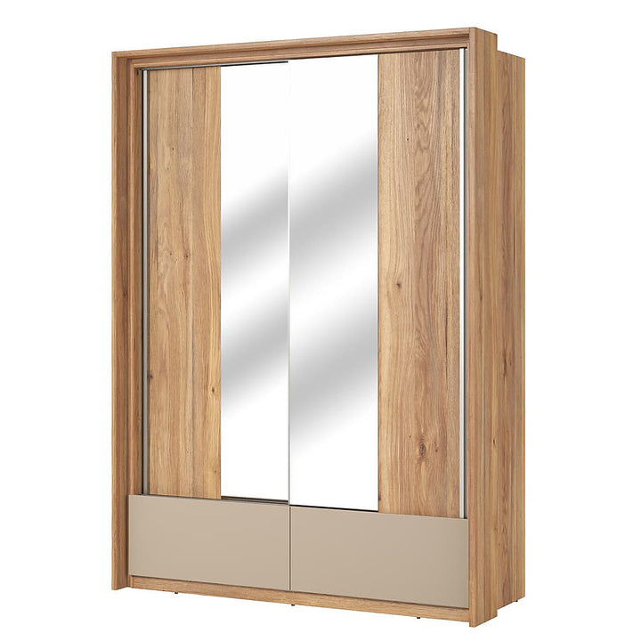 Stylish Oak Mauvella & Congo Impressio 61 Sliding Door Wardrobe  - Mirrored Doors, Ample Storage