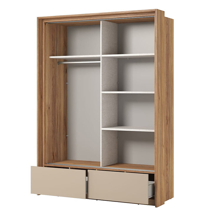 Stylish Oak Mauvella & Congo Impressio 61 Sliding Door Wardrobe  - Mirrored Doors, Ample Storage