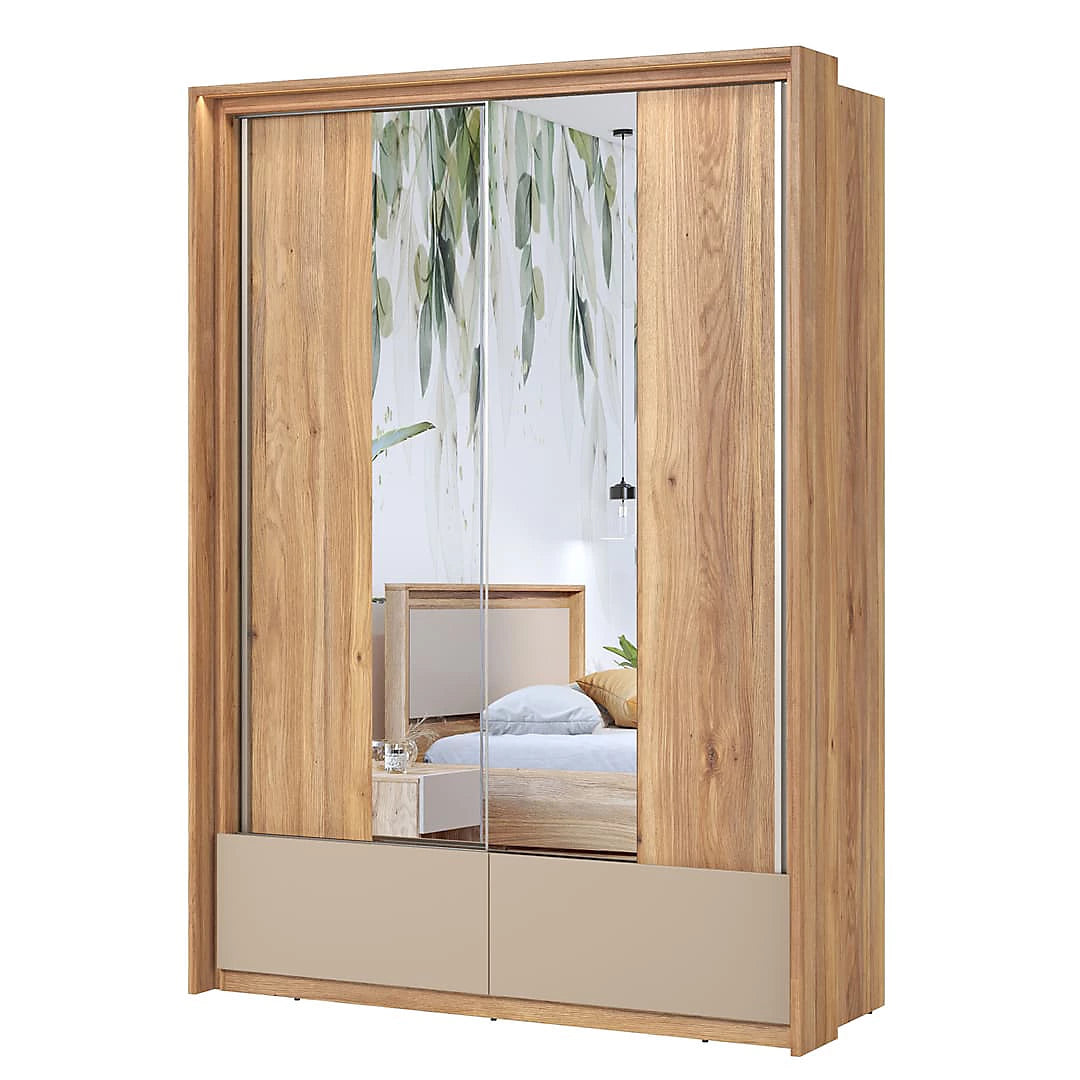 Stylish Oak Mauvella & Congo Impressio 61 Sliding Door Wardrobe  - Mirrored Doors, Ample Storage