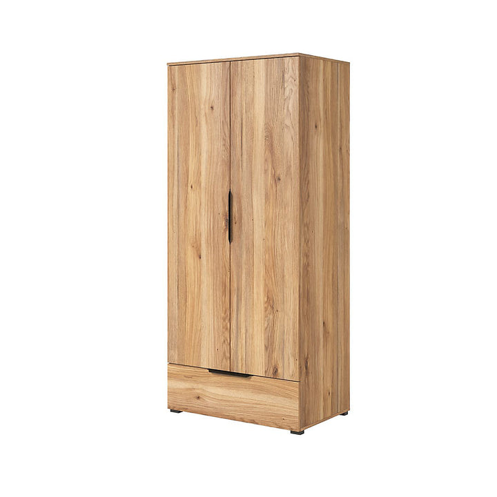 Elegant Tokyo 18 Hinged Door Wardrobe in Oak Mauvella, Two Doors, One Drawer and Hanging Rail