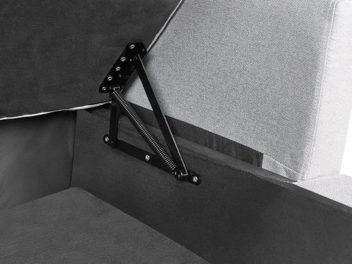 Corner Sofa Bed 4 Seater Fabric Light Grey with Storage Right Hand Skiatook