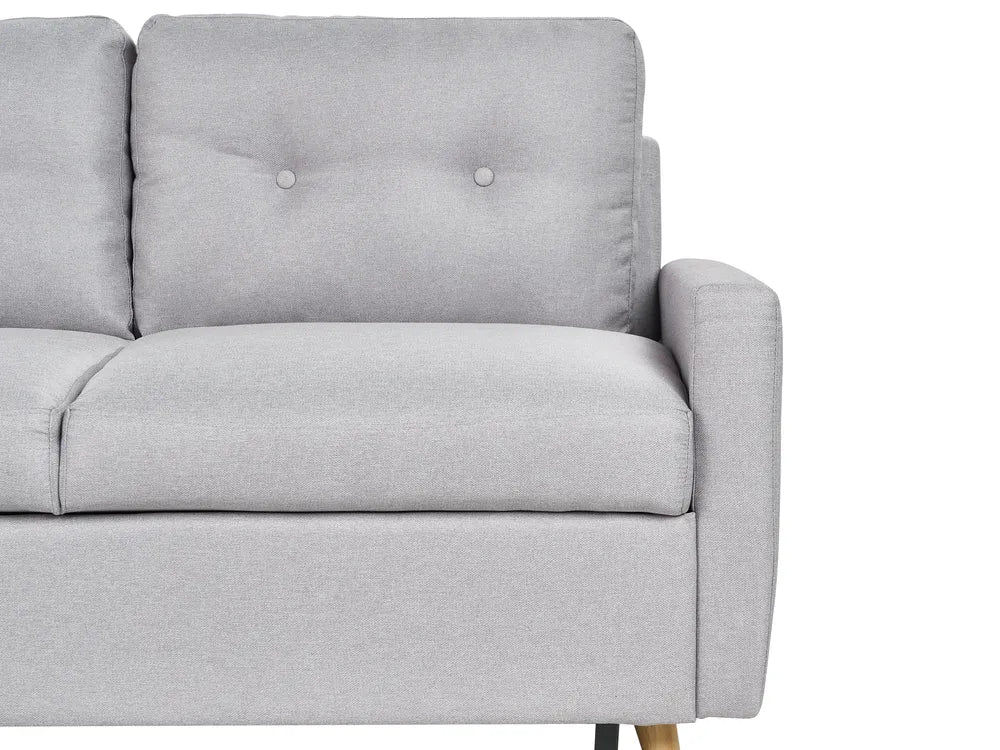 Corner Sofa Bed 4 Seater Fabric Light Grey with Storage Right Hand Skiatook