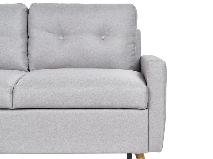 Corner Sofa Bed 4 Seater Fabric Light Grey with Storage Right Hand Skiatook