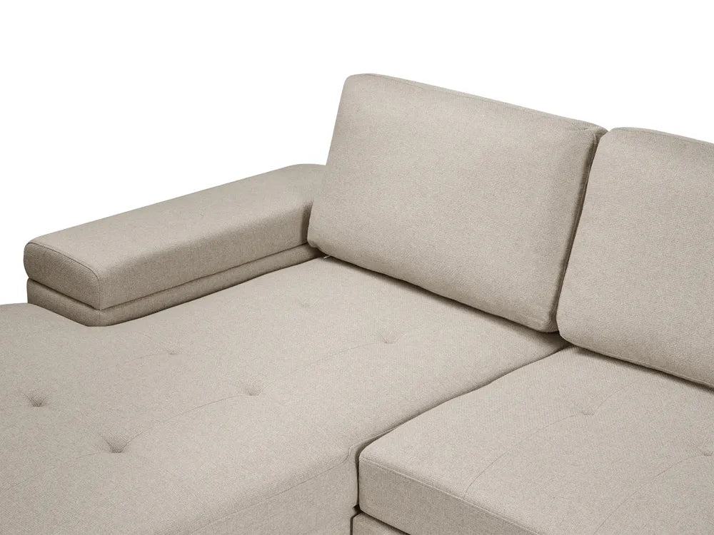 Corner Sofa Bed 3 Seater Faux Linen Beige Right Hand Standridge