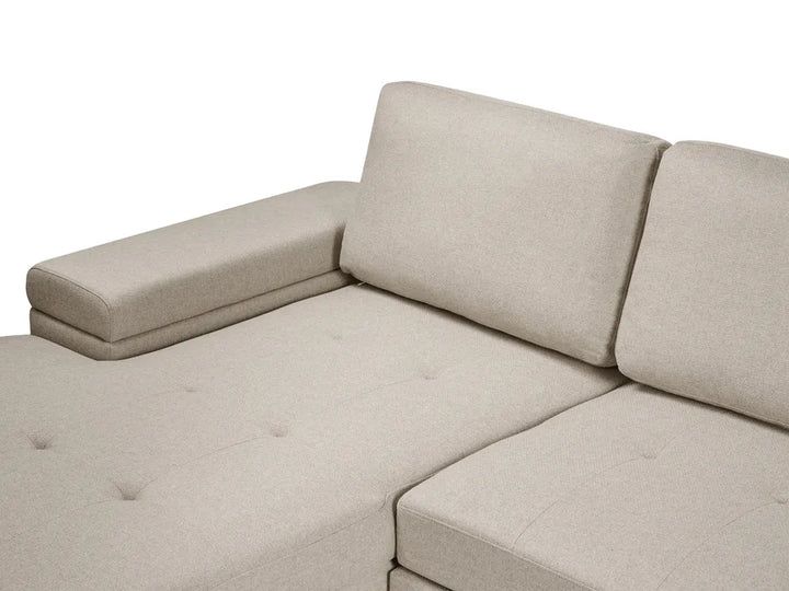 Corner Sofa Bed 3 Seater Faux Linen Beige Right Hand Standridge