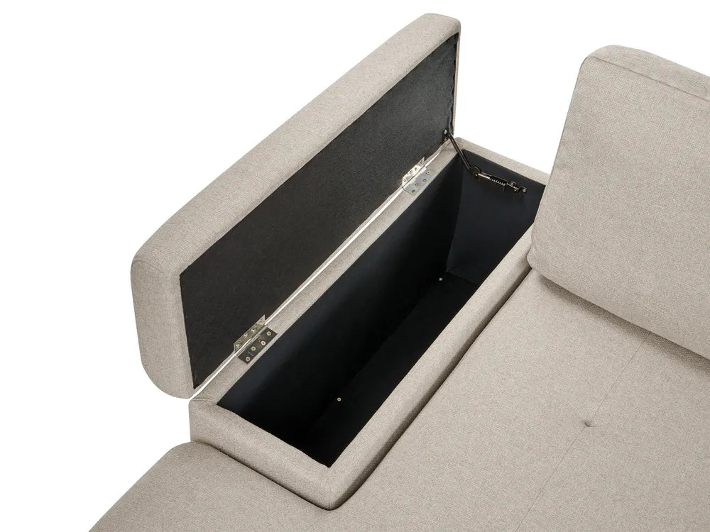 Corner Sofa Bed 3 Seater Faux Linen Beige Right Hand Standridge