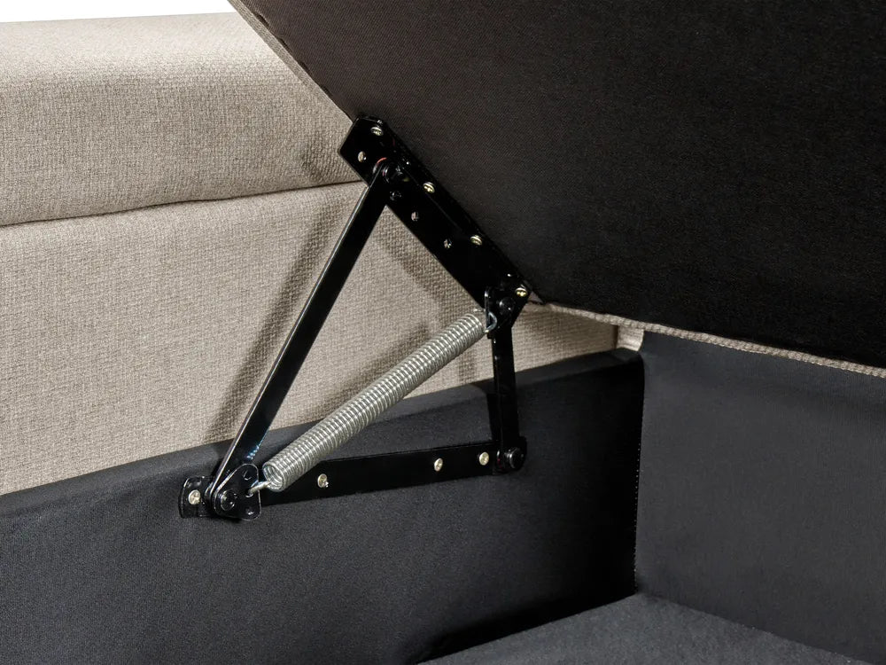 Corner Sofa Bed 3 Seater Faux Linen Beige Right Hand Standridge