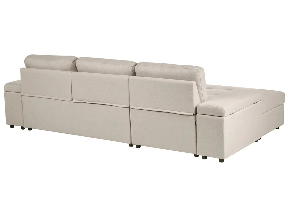 Corner Sofa Bed 3 Seater Faux Linen Beige Right Hand Standridge