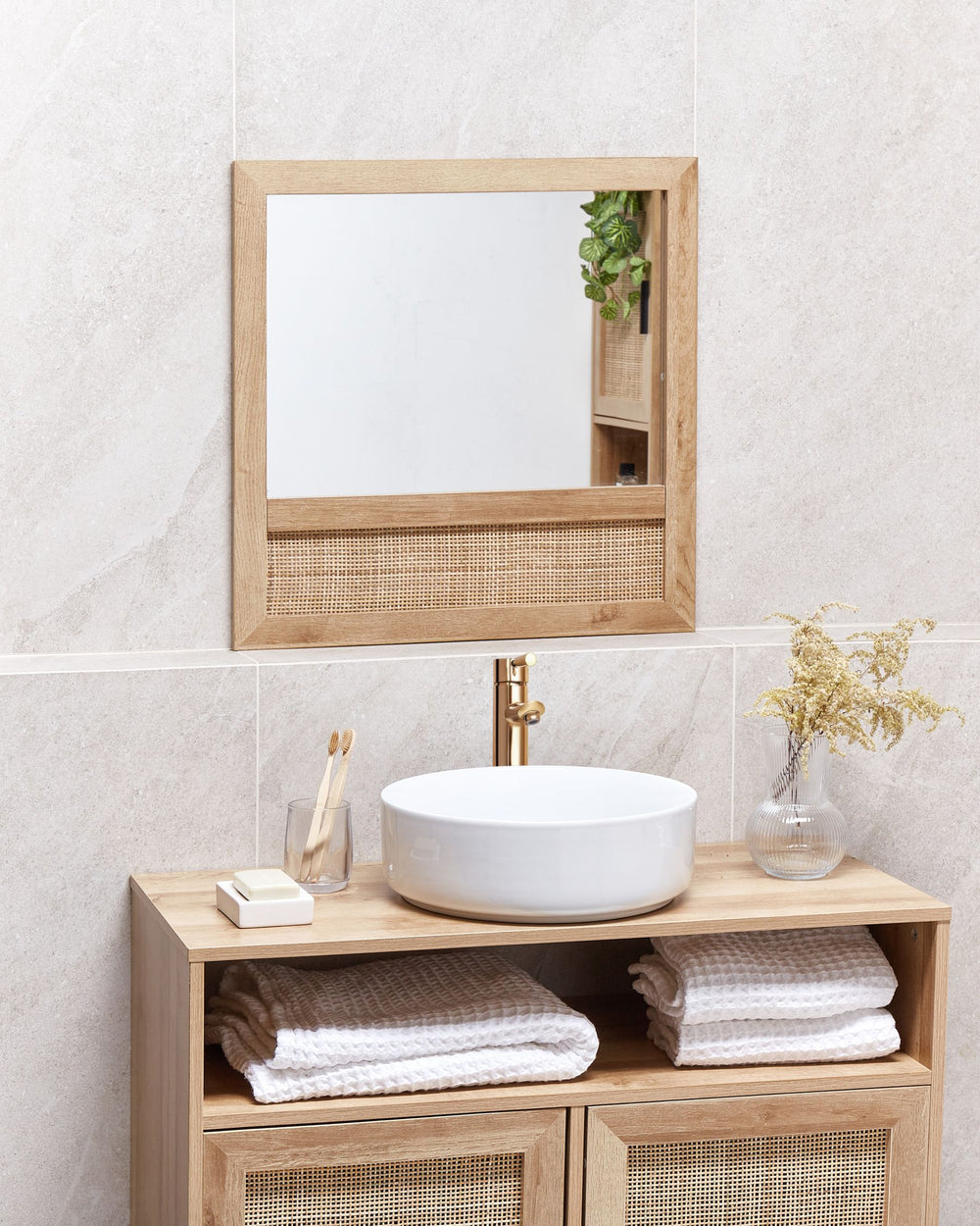  Rosell Wall Mirror Engineered Wood Light Brown