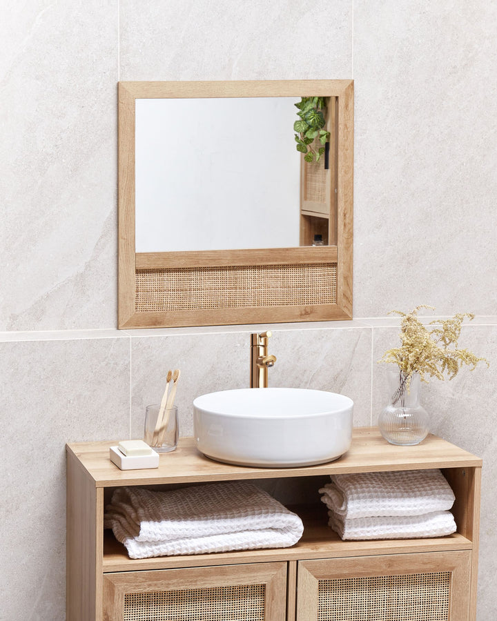 Rosell Wall Mirror Engineered Wood Light Brown