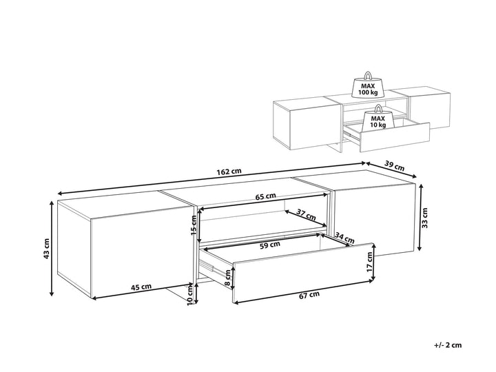 TV Stand LED Grey Concrete Effect Caelah