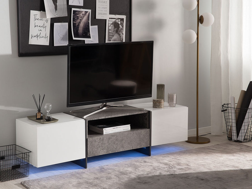 TV Stand LED Grey Concrete Effect RUSSEL 