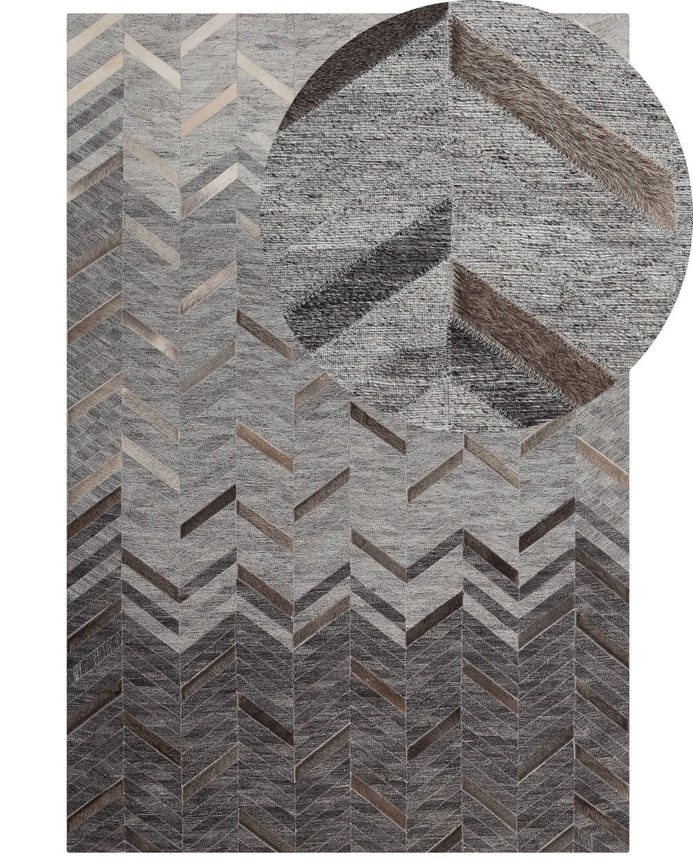 Arkum Leather Area Rug 160 x 230 cm Grey