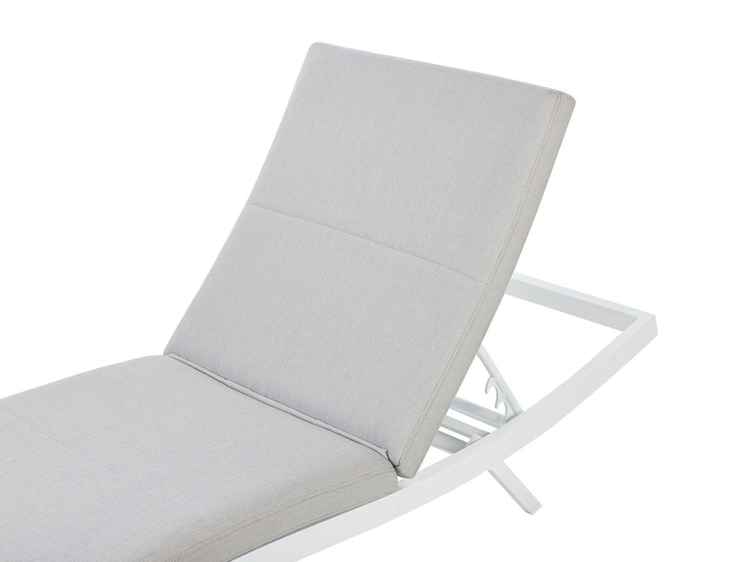 Sun Lounger with Cushion Reclining Metal Light Grey Achanti