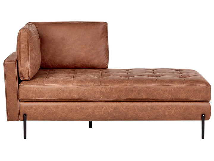 Rebais Left Hand Faux Leather Chaise Lounge Golden Brown