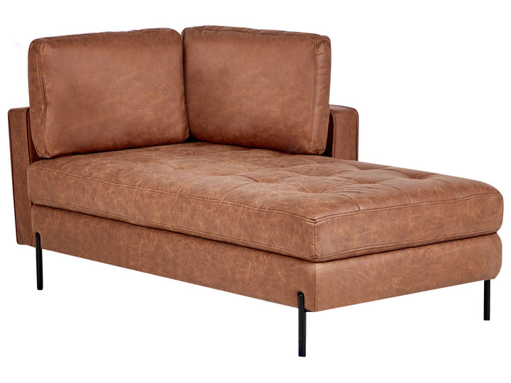 Rebais Left Hand Faux Leather Chaise Lounge Golden Brown