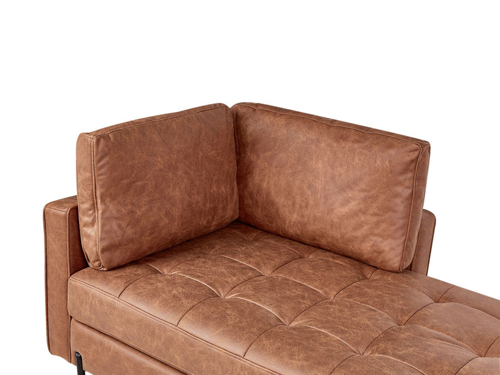 Rebais Left Hand Faux Leather Chaise Lounge Golden Brown