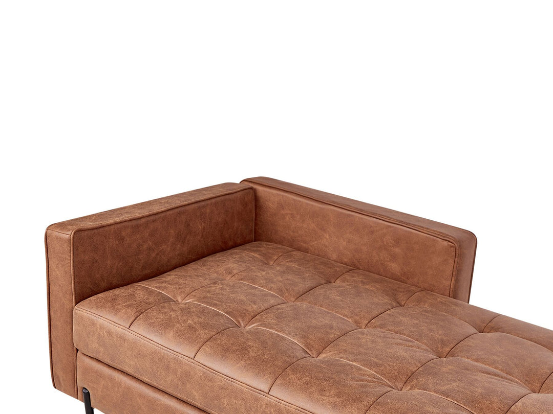 Rebais Left Hand Faux Leather Chaise Lounge Golden Brown