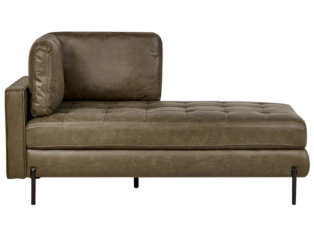 Rebais Left Hand Faux Leather Chaise Lounge Green