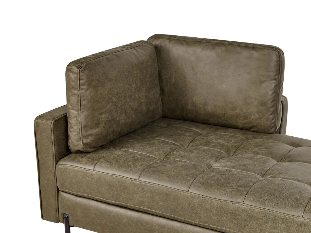 Rebais Left Hand Faux Leather Chaise Lounge Green