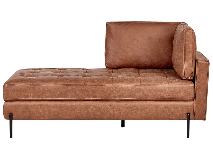 Rebais Right Hand Faux Leather Chaise Lounge Golden Brown