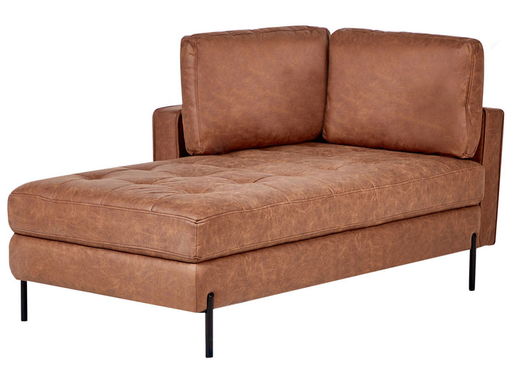 Rebais Right Hand Faux Leather Chaise Lounge Golden Brown