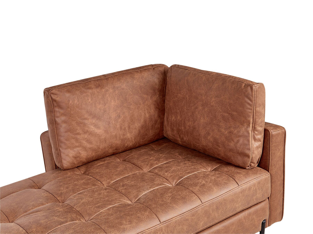 Rebais Right Hand Faux Leather Chaise Lounge Golden Brown