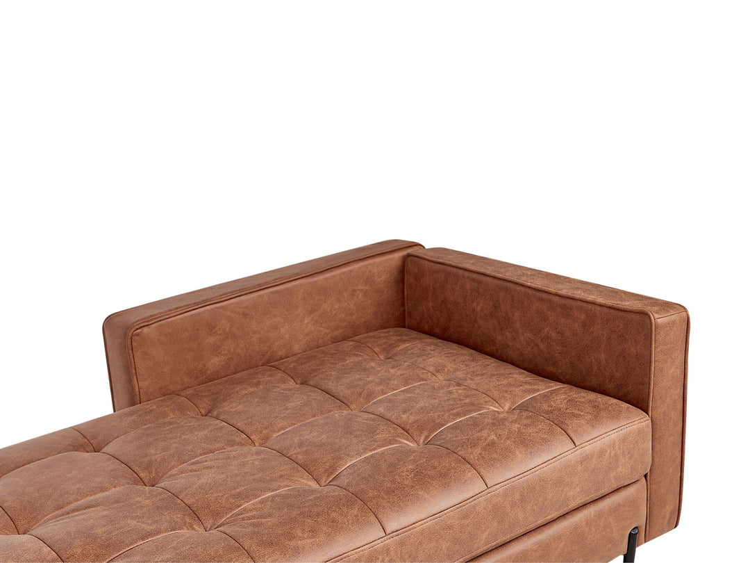 Rebais Right Hand Faux Leather Chaise Lounge Golden Brown